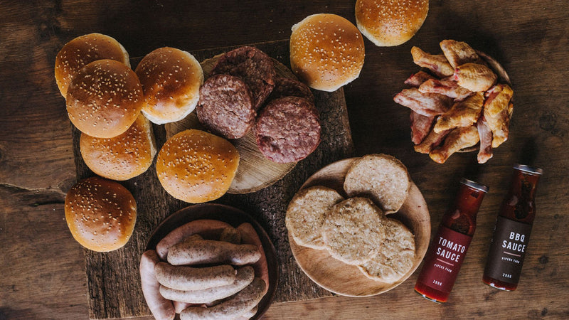 Medium BBQ meat box with grass-fed meats, handmade sauces and artisan buns