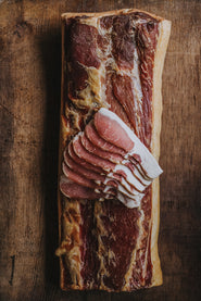 Award winning bacon. Traditionally Cured Beechwood Smoked Back Bacon. High Welfare Bacon from Native Breed Pigs. 