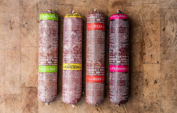 Four packages of The Farmer's Dog raw dog food.