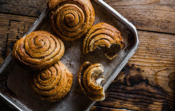 Cooked cinnamon buns from hobbs house bakery