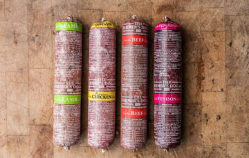 Four packages of The Farmer's Dog raw dog food.