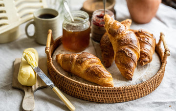 Hobbs House Flaky Croissants Baked and Served with Raw Cultured Butter and Fruit Jams