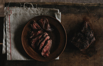 Cooked and sliced grass fed beef rump tail