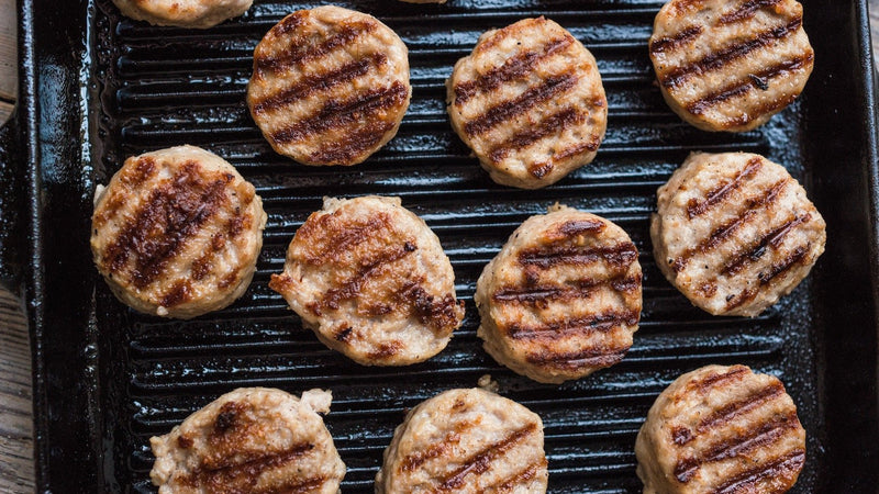 Gluten-free sausagemeat patties made from high-welfare native breed pork
