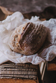 An organic, wild white sourdough loaf of bread made by Hobbs House Bakery.