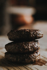 Cooked 100% Grass Fed Steak Burgers