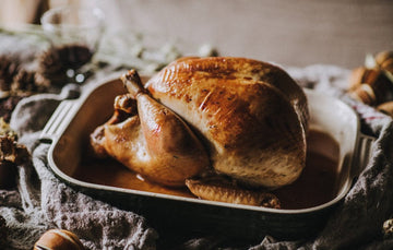 A cooked whole properly free range bronze turkey