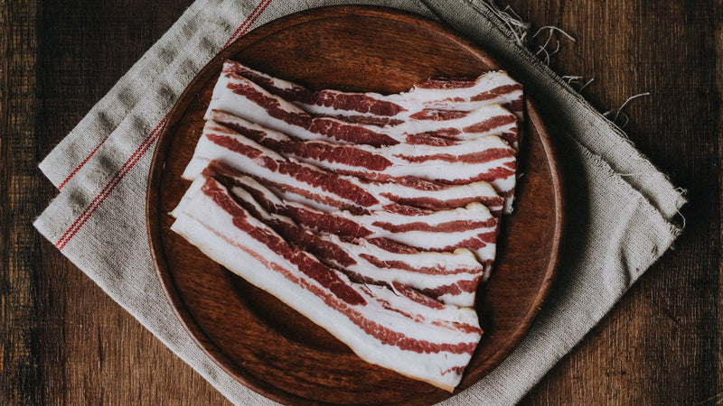 Raw Unsmoked Streaky Bacon Ready to Be Cooked, Delivered Frozen.