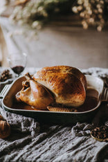 A cooked whole properly free range bronze turkey