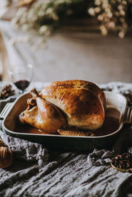 A cooked whole properly free range bronze turkey