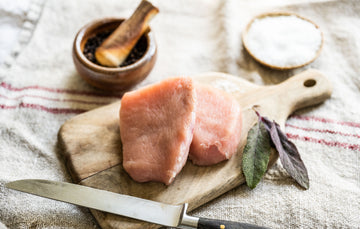 Raw, properly free range turkey steaks